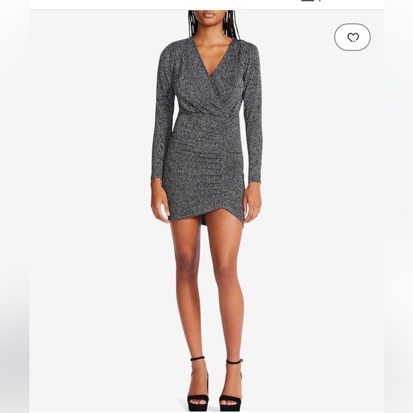 💕🖤NWT-  BETSEY JOHNSON GORGEOUS METALLIC NIT FAUX WRAP DRESS SZ M💕🖤 - Picture 4 of 11